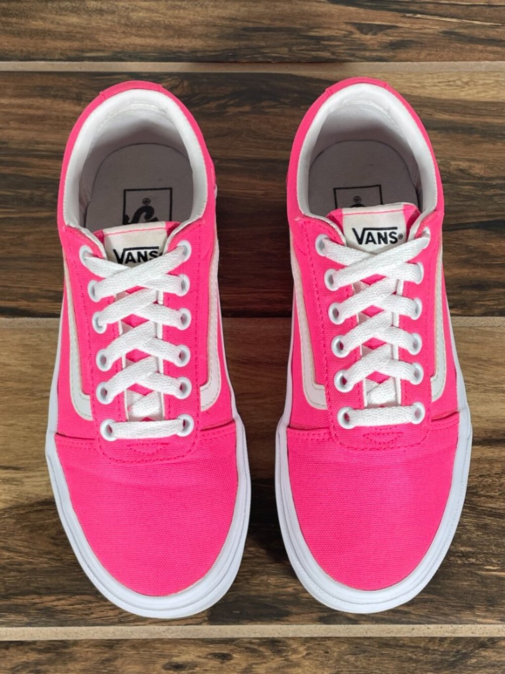 Vans Ward Shoes Womens Size 6.5 Neon Pink Canvas White Lace Up Skate Sneakers - Picture 15 of 16